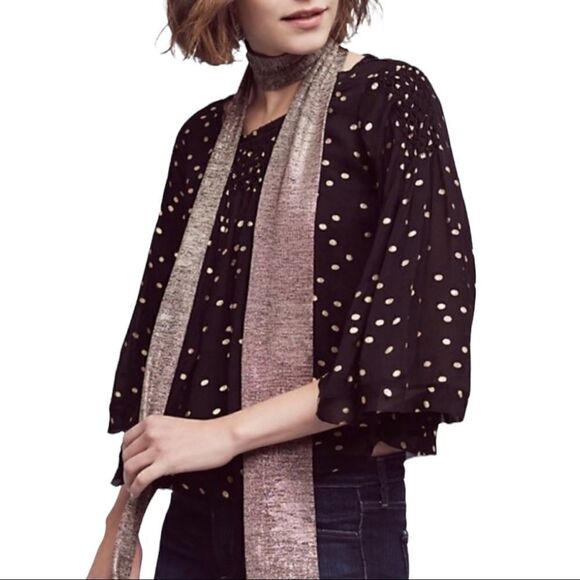 ANTHRO Floreat Everafter Chiffon Blouse 100% Viscose - Picture 4 of 13